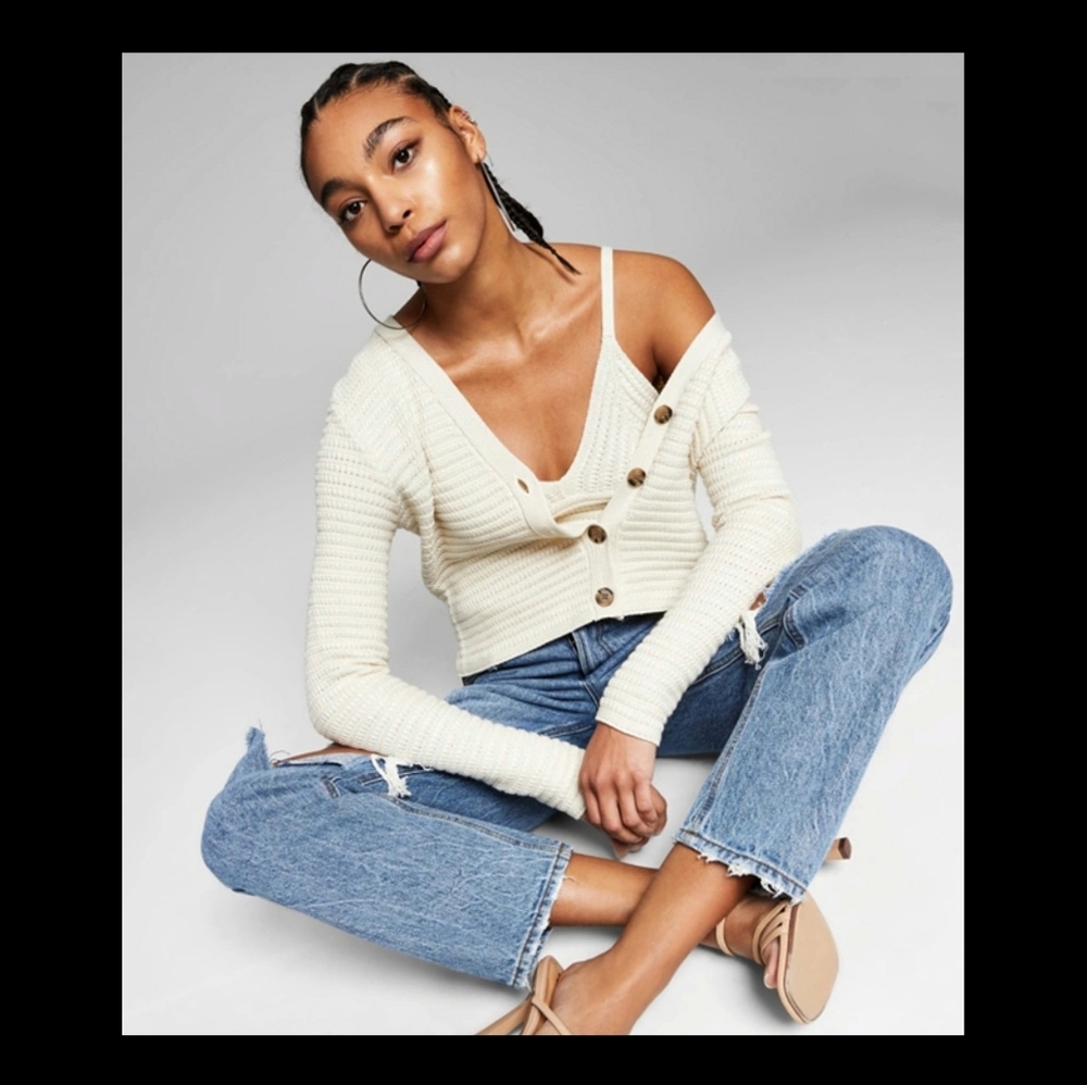 NWOT Knit Tank and Cardigan Set in Ecru